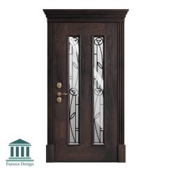 درب لابی کلاسیک چوبی شیشه خور کد 30944