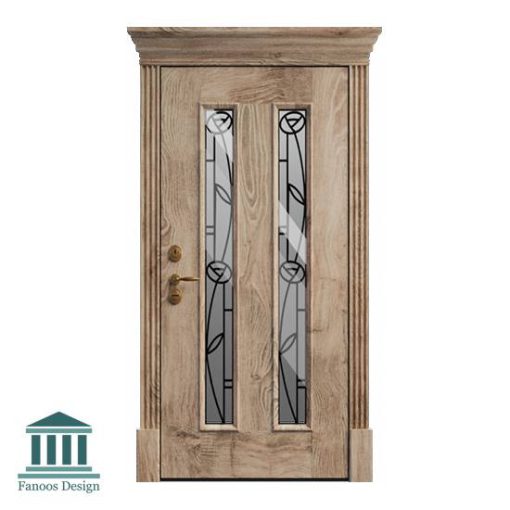 درب لابی کلاسیک چوبی شیشه خور کد 30944