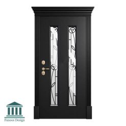 درب لابی کلاسیک چوبی شیشه خور کد 30944