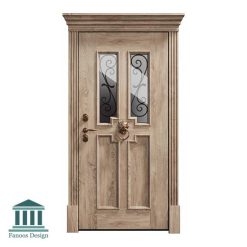 درب لابی کلاسیک چوبی شیشه خور کد 30951