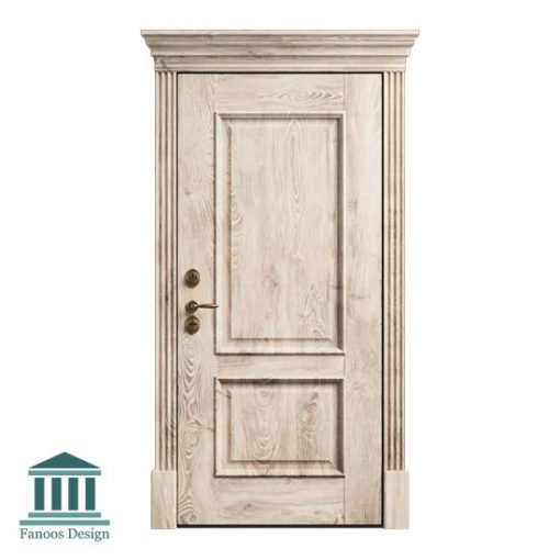 درب اتاق خواب کلاسیک دو قاب چوبی کد 30956 - Image 3