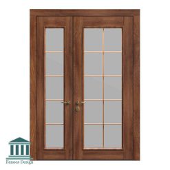 درب چوبی اتاق نشیمن شیشه خور کلاسیک روکش چوب کد 30963