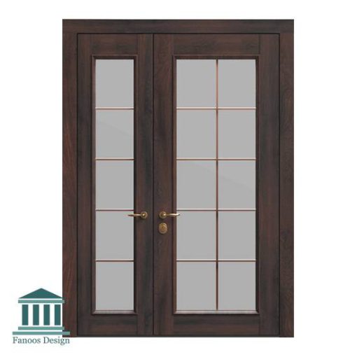 درب شیشه‌ای مغازه کلاسیک روکش چوب کد 30963 - Image 5