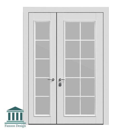 درب شیشه‌ای مغازه کلاسیک روکش چوب کد 30963 - Image 6