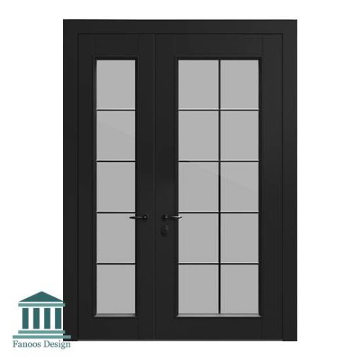 درب شیشه‌ای مغازه کلاسیک روکش چوب کد 30963 - Image 7