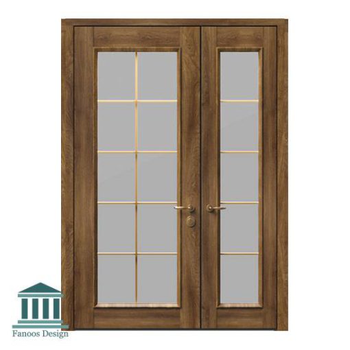 درب شیشه‌ای مغازه کلاسیک روکش چوب کد 30963 - Image 8