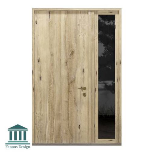 درب چوبی لابی کلاسیک روکش گردو یک و نیم لنگه کد 30961 - Image 2