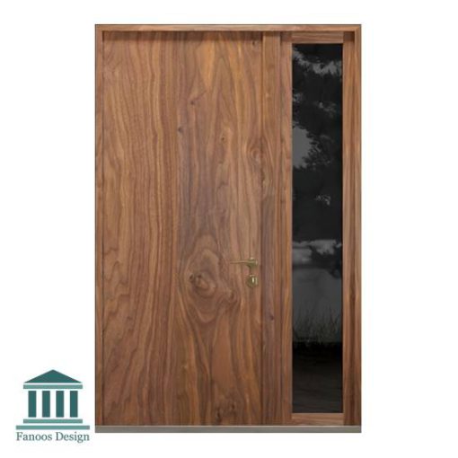 درب چوبی لابی کلاسیک روکش گردو یک و نیم لنگه کد 30961 - Image 3
