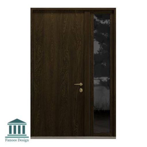 درب چوبی لابی کلاسیک روکش گردو یک و نیم لنگه کد 30961 - Image 4