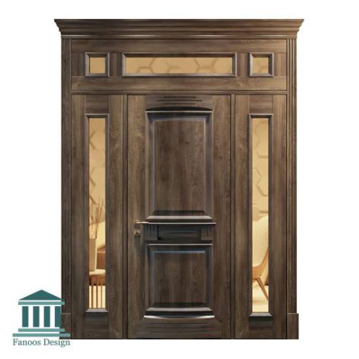 درب چوبی لابی کلاسیک سه لنگه کد 30959 - Image 9