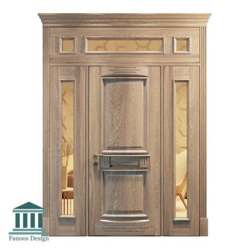 درب چوبی لابی کلاسیک سه لنگه کد 30959 - Image 11