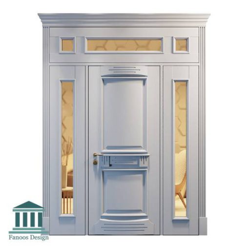 درب چوبی لابی کلاسیک سه لنگه کد 30959 - Image 15