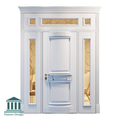 درب چوبی لابی کلاسیک سه لنگه کد 30959 - Image 8