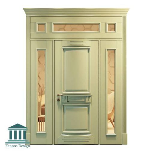 درب چوبی لابی کلاسیک سه لنگه کد 30959 - Image 7