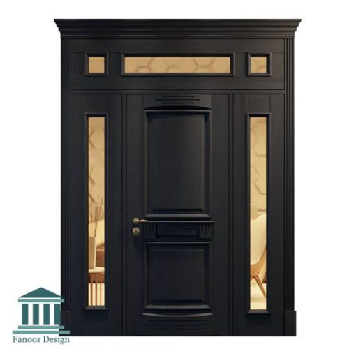 درب چوبی لابی کلاسیک سه لنگه کد 30959 - Image 4