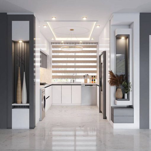 کابینت ام دی اف آشپزخانه سفید و طوسی کد 7369 - Image 4