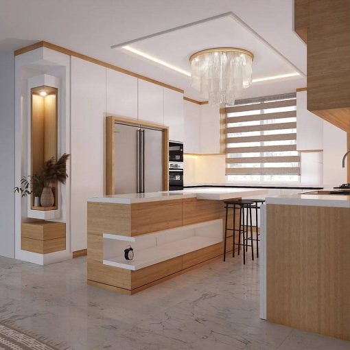 مدل کابینت ام دی اف آشپزخانه رنگ کرم کد 7378 - Image 5
