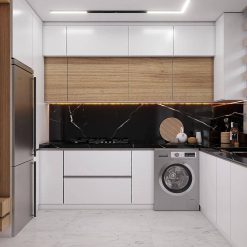 کابینت ام دی اف آشپزخانه مشکی و طرح چوب کد 7286 6 cabinet fanoosdesign.ir 5813 | فانوس دیزاین تولید کننده انواع درب اتاق ، ضد سرقت، درب ورودی و ضد آل