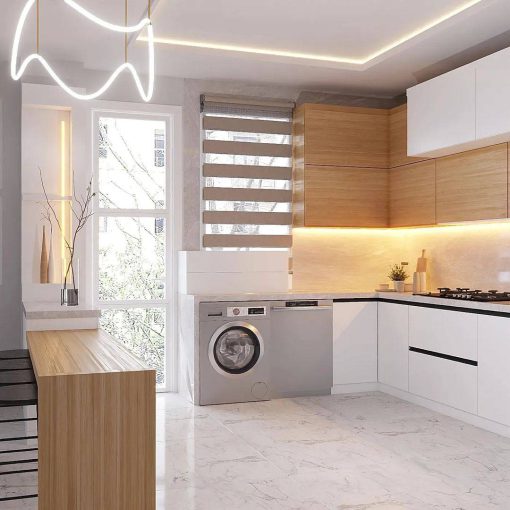 کابینت ام دی اف آشپزخانه سفید و کرم کد 7287 - Image 4