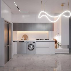 کابینت ام دی اف آشپزخانه طوسی و سفید کد 7285 5 cabinet fanoosdesign.ir 5850 | فانوس دیزاین تولید کننده انواع درب اتاق ، ضد سرقت، درب ورودی و ضد آل