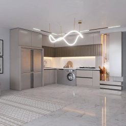 کابینت ام دی اف آشپزخانه طوسی و سفید کد 7285 6 cabinet fanoosdesign.ir 5851 | فانوس دیزاین تولید کننده انواع درب اتاق ، ضد سرقت، درب ورودی و ضد آل