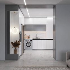 کابینت طوسی و کرم کد 7095 6 کابینت سفید و کرم کد 7095