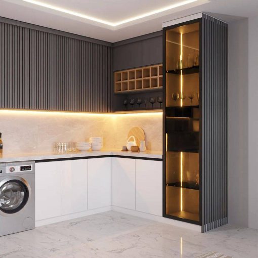 کابینت سفید و طوسی کد 7081 - Image 3