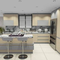 سبد خرید 3 کابینت سفید و طوسی کد 7055