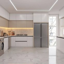 کابینت سفید و طوسی کد 7025 5 کابینت ام دی اف گلاس کد 7029