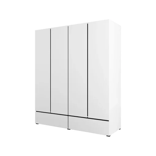 کمد لباس سفید 4 درب لولایی و دو کشو سایز 200*180*60