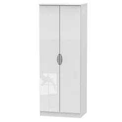 کمد لباس سفید دو درب لولایی براق سایز 182*74*53 کد 8968