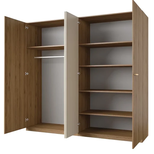 کمد لباس 4 درب لولایی قهو ای سایز 228*215*59 کد 9014