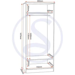 کمد لباس 2 درب مشکی سایز 187*80*53 کد 8824 5 fanoosdesign closet 1 183 | فانوس دیزاین تولید کننده انواع درب اتاق ، ضد سرقت، درب ورودی و ضد آل