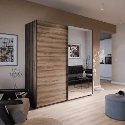 کمد لباس ریلی آینه دار دو درب سایز 210*176*60