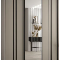 کمد لباس 2 درب کشویی طوسی با آینه وسط سایز 235*170*60 کد 8815