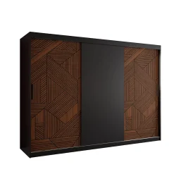 کمد لباس 2 درب کشویی مشکی قهوه ای سایز 200*250*62 کد 8827