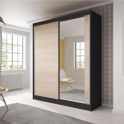 کمد لباس 2 درب کشویی آینه دار سایز 218*183*61 کد 1190