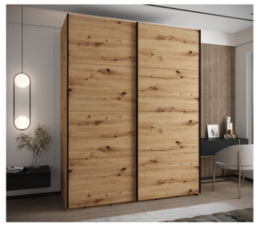 کمد لباس 2 درب کشویی قهوه ای سایز 245*150*64 کد 8909