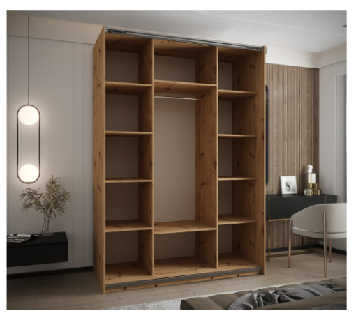 کمد لباس 2 درب کشویی قهوه ای سایز 245*150*64 کد 8909