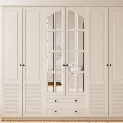 کمد لباس 6 درب و 1 کشو رنگ سفید سایز 210*210*52 کد 9022