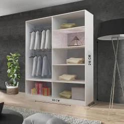 کمد لباس دو درب ریلی با رنگ پلی اورتان سایز 216*180* 62 کد 9029