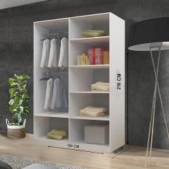 کمد لباس شیک 2 درب کشویی سایز 216*150*62 کد 9038