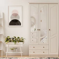 کمد لباس 3 درب با آینه 2 کشو سایز 210*105*52 کد 8995 5 کمد لباس 3 درب با آینه 2 کشو سایز 210*105*52 کد 8995