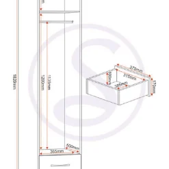 کمد لباس باریک سایز 182*42*52 کد 9052 5 کمد لباس باریک سایز 182*42*52