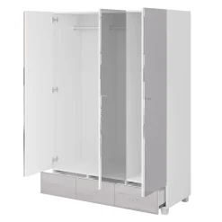 کمد لباس 3 درب با 3 کشو آینه ای سایز 185*129*55 کد 8819 3 fanoosdesign closet 3 151 | فانوس دیزاین تولید کننده انواع درب اتاق ، ضد سرقت، درب ورودی و ضد آل