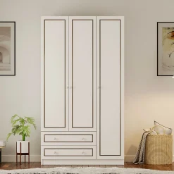 کمد لباس 3 درب و دو کشو در طلایی سایز 180*105*52 کد 8850 4 کمد لباس 3 درب و دو کشو در طلایی سایز 180*105*52 کد 8850