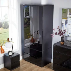 کمد لباس 2 درب و 2 کشو ذغالی سایز 180*75*50 کد 8860 4 کمد لباس 2 درب و 2 کشو ذغالی سایز 180*75*50 کد 8860