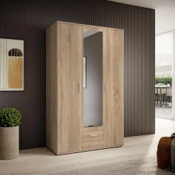 کمد لباس 3 درب و دو کشو قهوه ای سایز 196*123*53 کد 9061 5 کمد لباس 3 درب و دو کشو قهوه ای سایز 196*123*53