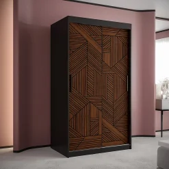 کمد لباس 2 درب کشویی قهوه ای سایز 200*120*62 کد 8838