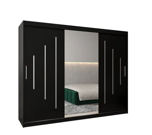 کمد لباس کشویی مشکی سایز 250*200*62 کد 9074 - Image 6